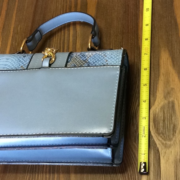 FINAL SALE PRICE NWOT Snakeskin Studded Satchel Handbag - Picture 3 of 9